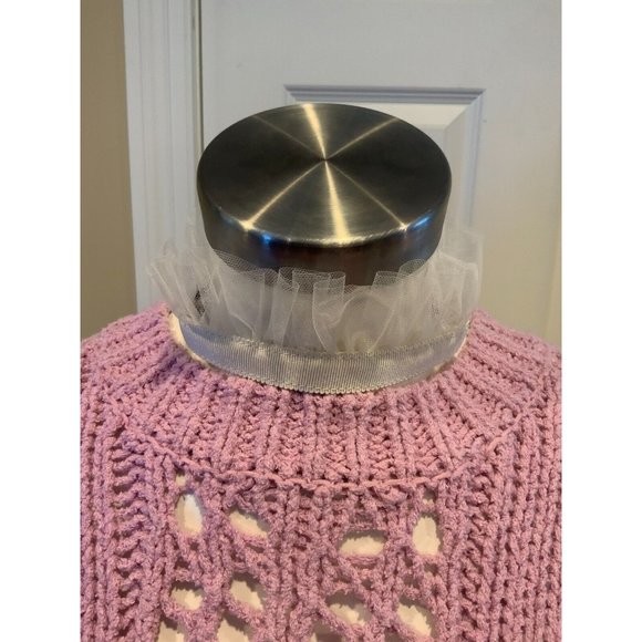 Gucci White Tulle Ruffle Detachable Collar w/ Grosgrain Band, Size M, NWT - Picture 1 of 6
